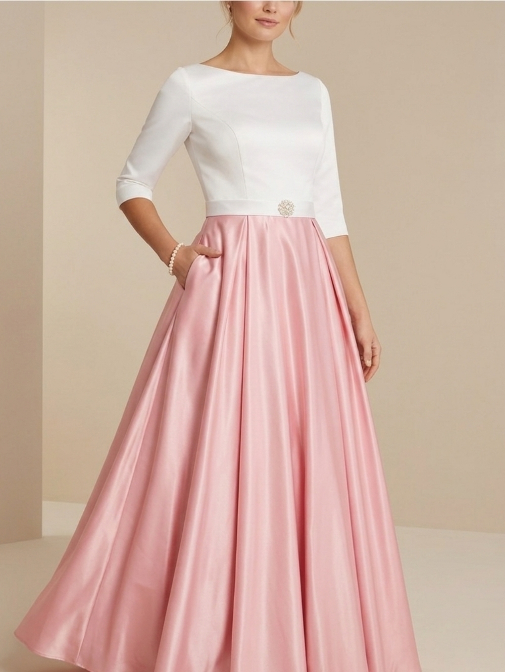 Elegant White and Cream Maxi Dress
